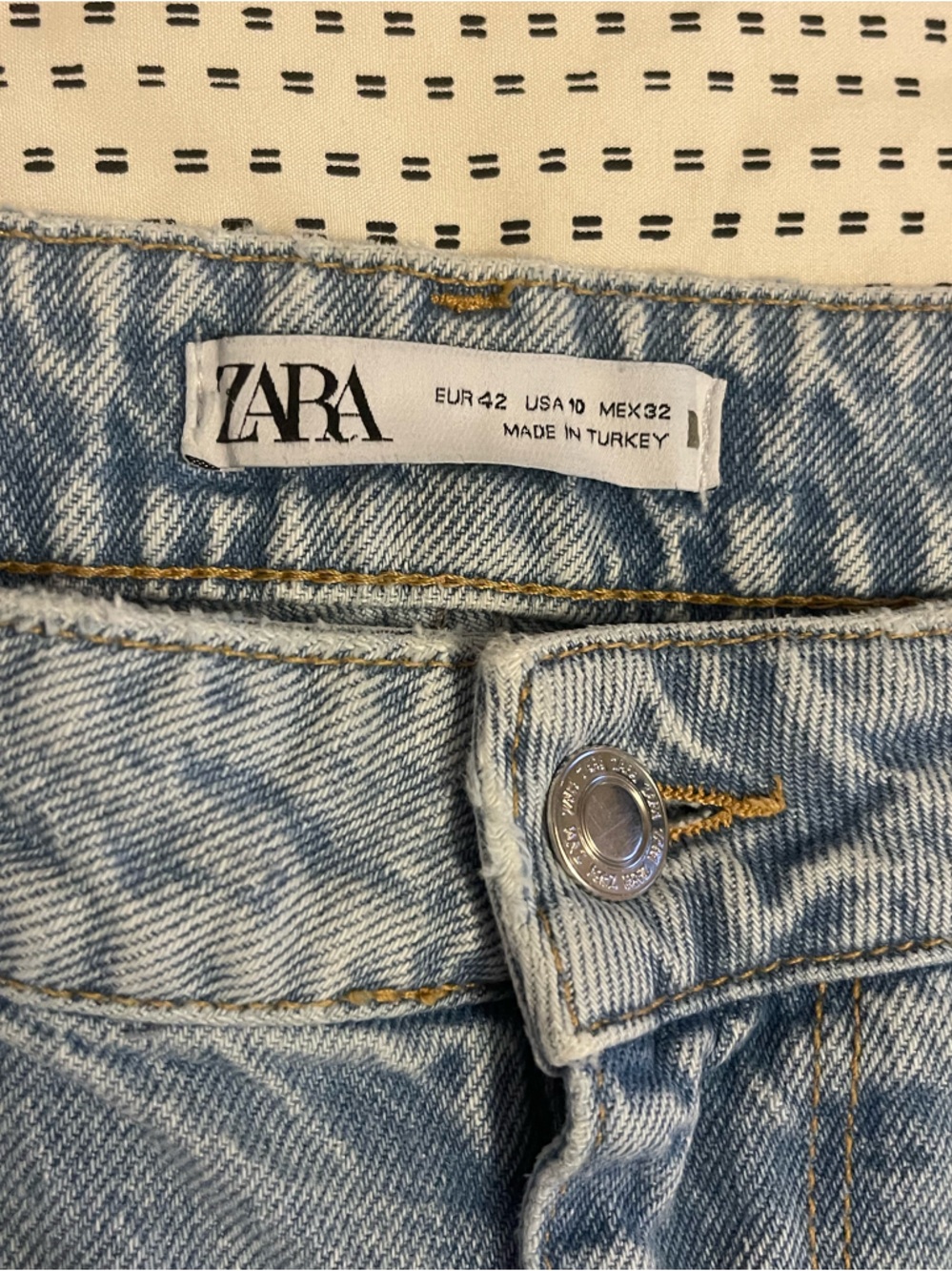 Zara Faded Light Blue Straight Leg Denim Jean